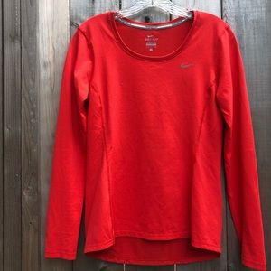 Nike red long sleeve athletic top